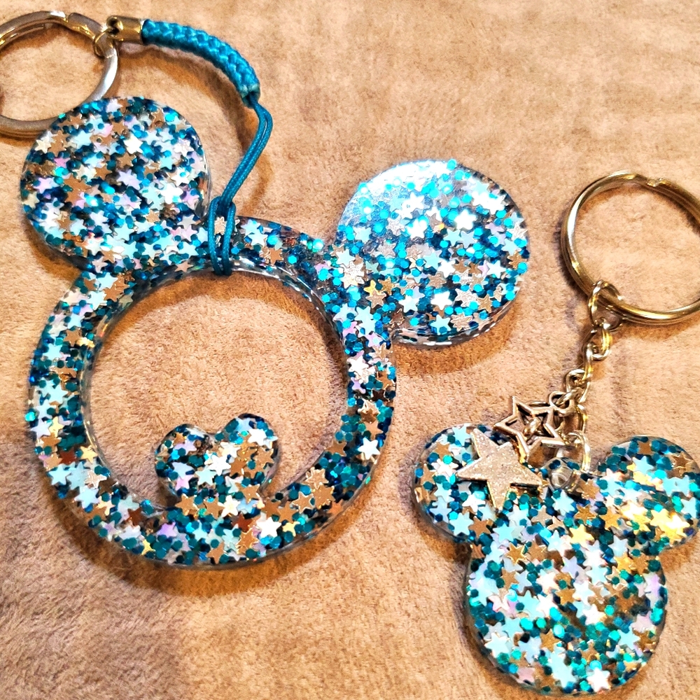 Resin Keychain Disney Mickey Blue Stars